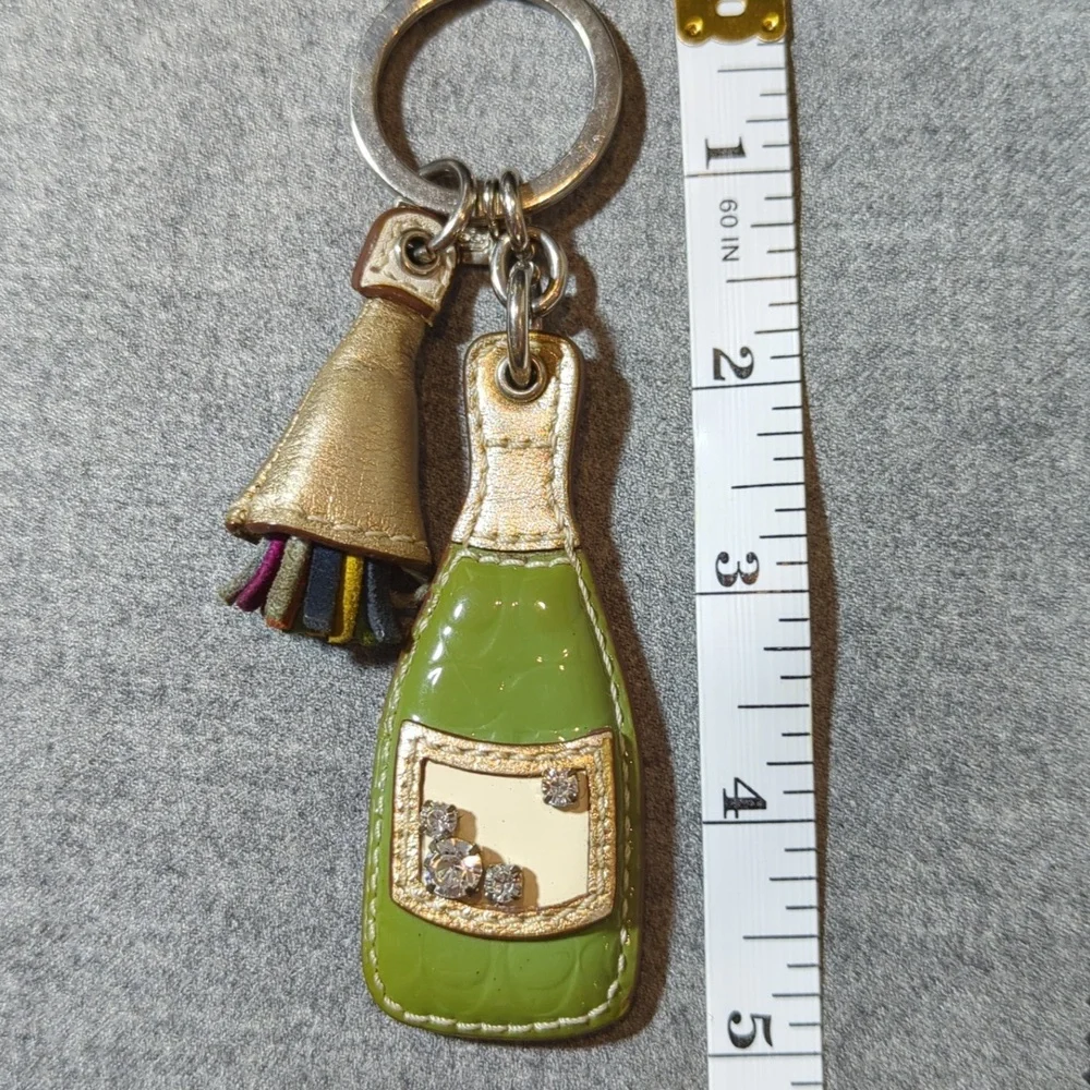 Coach Leather Champagne bottle keychain key fob with rhinestone bubbles! - Picture 4 of 5